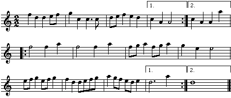 Example of music with 1st and 2nd endings