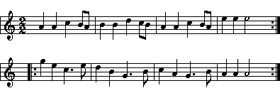 Example of music with repeat signs