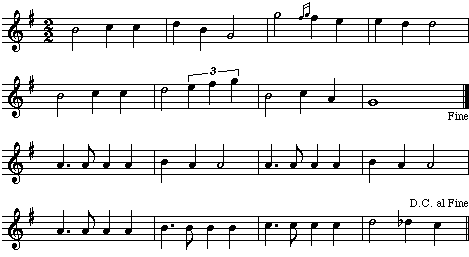 Example of music using D.C. al Fine